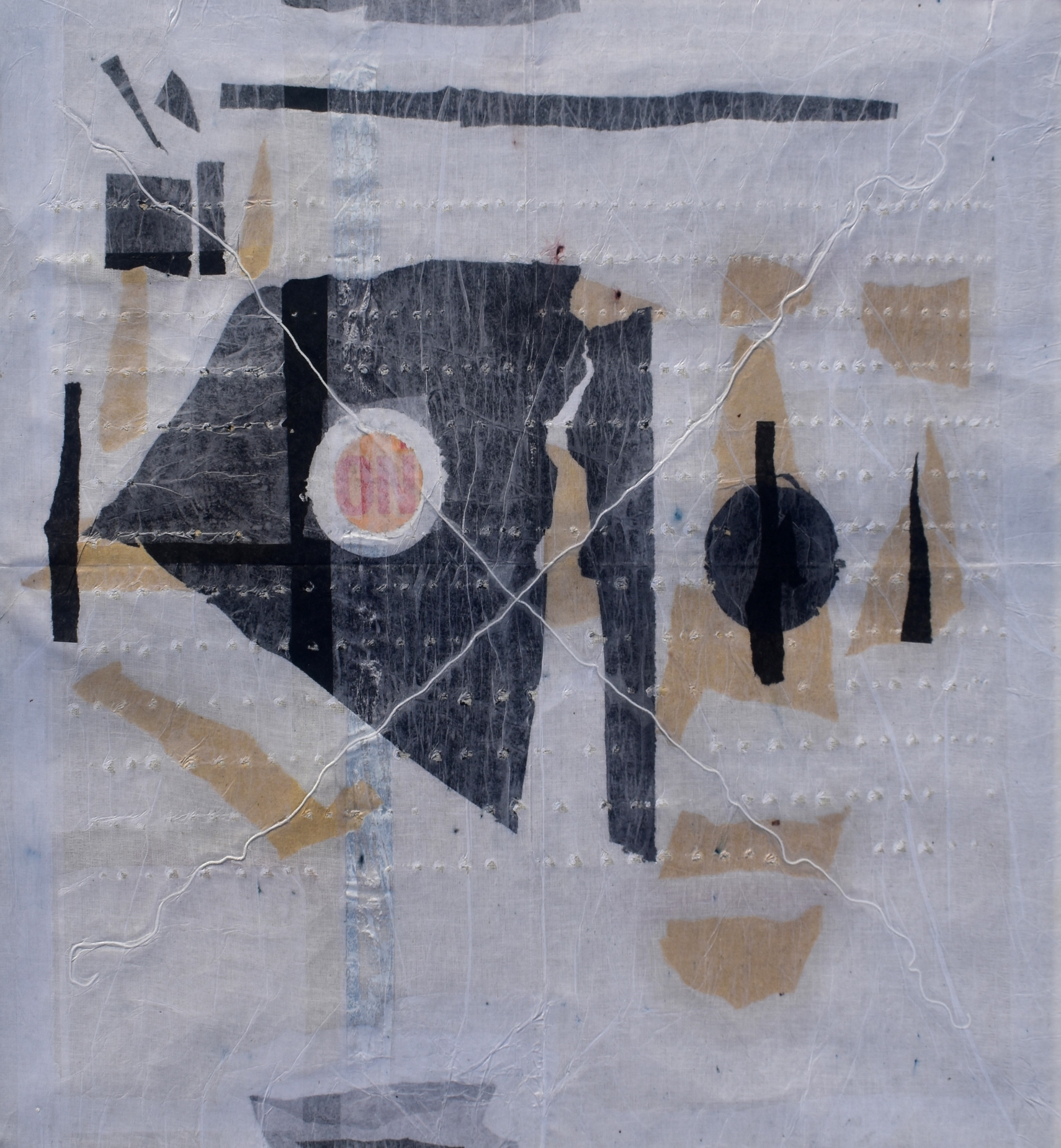 Paper collage on canvas