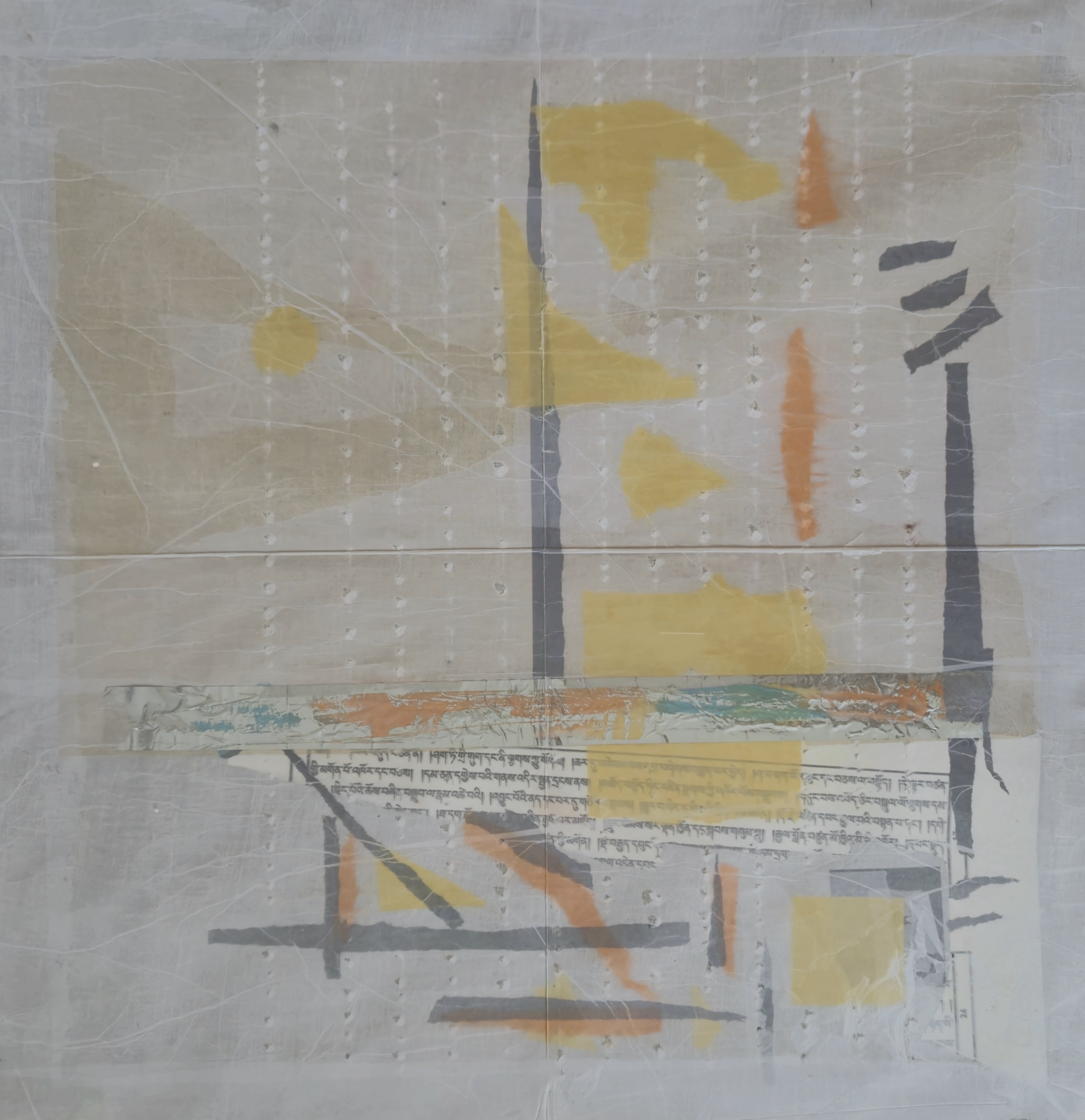 Paper collage on canvas