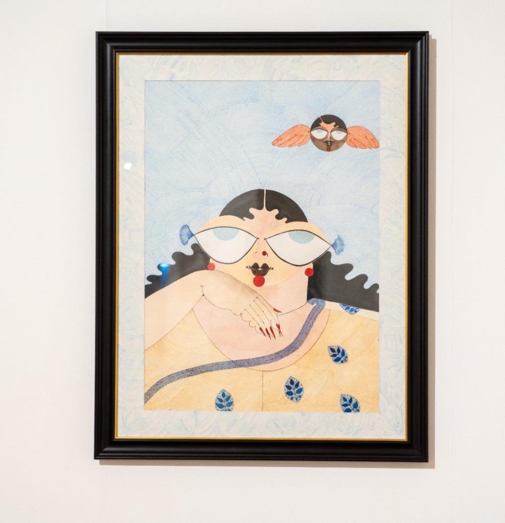 Renu didi throwing a Tantrum Watercolor on 100% cotton paper